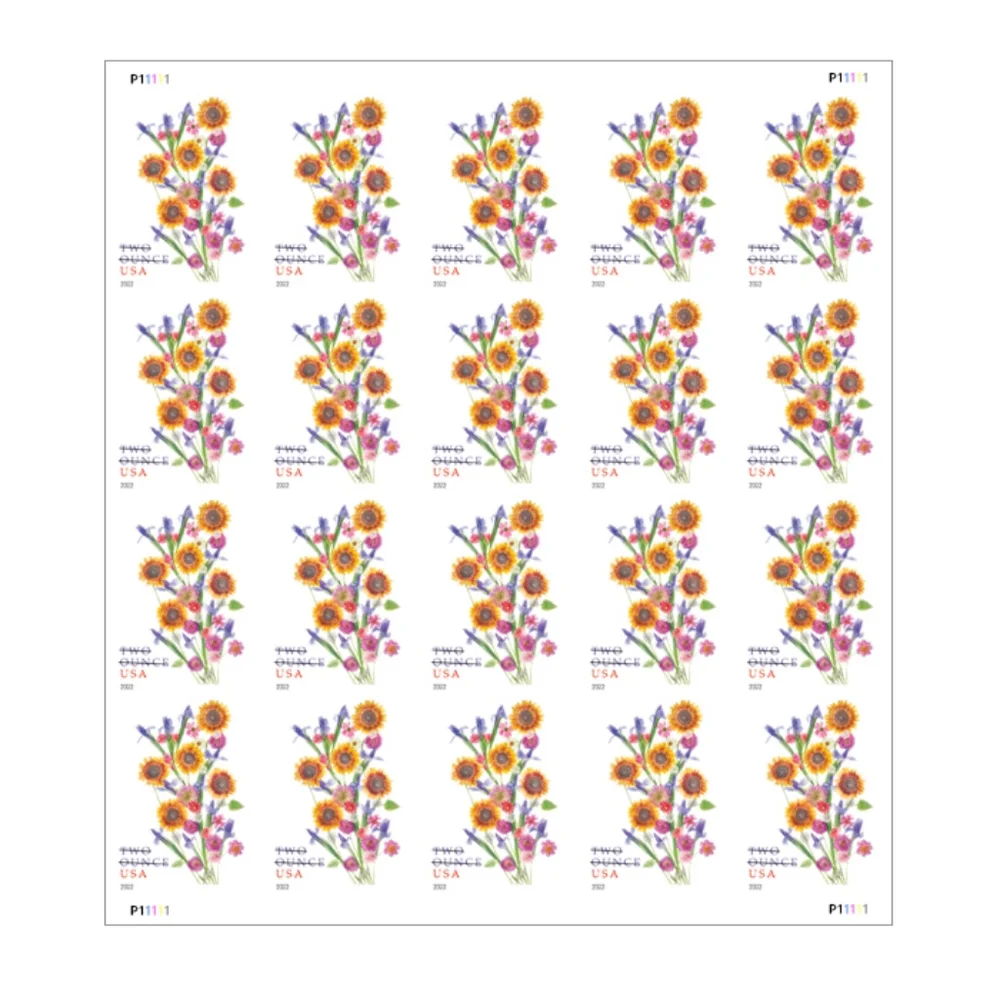 100 Sunflower Bouquet Forever 2 Ounce Postage Stamps USPS Wedding Invitations‎